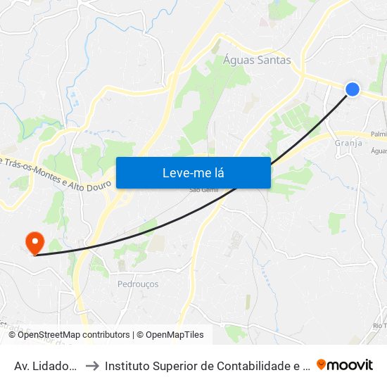 Av. Lidador da Maia to Instituto Superior de Contabilidade e Administração do Porto map