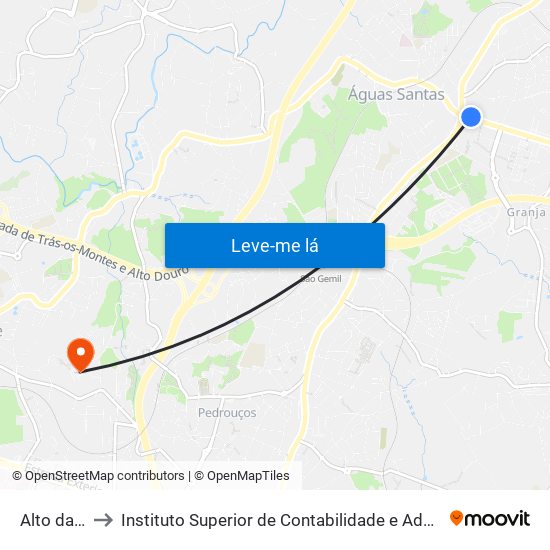 Alto da Maia to Instituto Superior de Contabilidade e Administração do Porto map