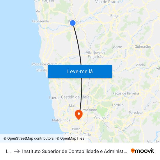 Lidl to Instituto Superior de Contabilidade e Administração do Porto map