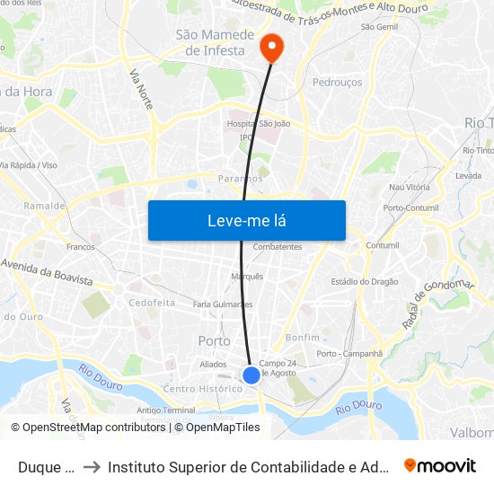 Duque Loulé to Instituto Superior de Contabilidade e Administração do Porto map