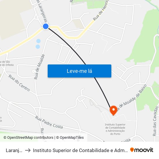 Laranjeiras to Instituto Superior de Contabilidade e Administração do Porto map