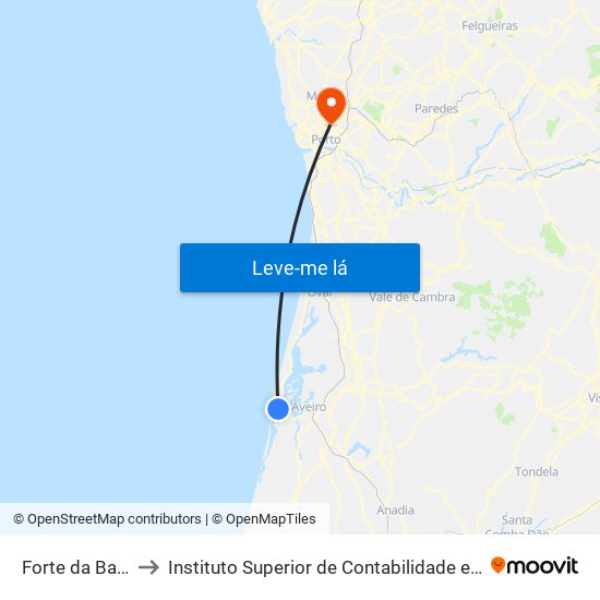 Forte da Barra - Ferry to Instituto Superior de Contabilidade e Administração do Porto map