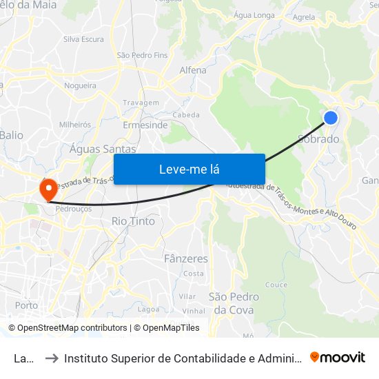 Lama to Instituto Superior de Contabilidade e Administração do Porto map