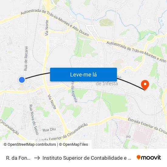 R. da Fonte Velha to Instituto Superior de Contabilidade e Administração do Porto map