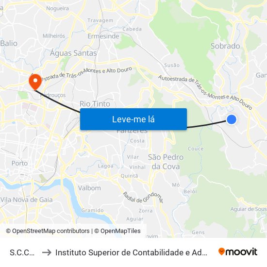 S.C.Campo to Instituto Superior de Contabilidade e Administração do Porto map