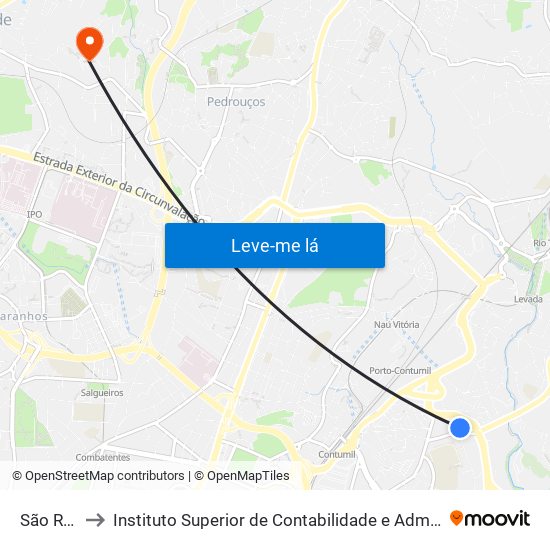 São Roque to Instituto Superior de Contabilidade e Administração do Porto map