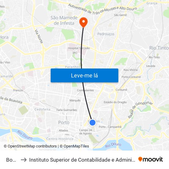 Bonfim to Instituto Superior de Contabilidade e Administração do Porto map