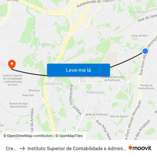 Crespo to Instituto Superior de Contabilidade e Administração do Porto map