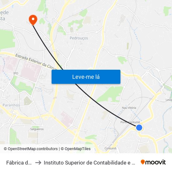 Fábrica do Cobre to Instituto Superior de Contabilidade e Administração do Porto map