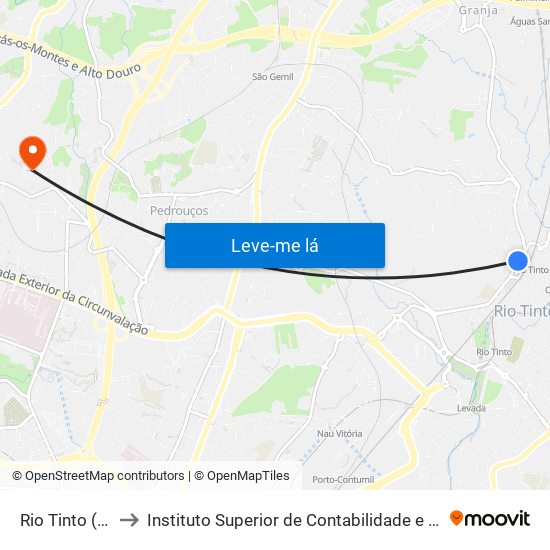 Rio Tinto (Estação) to Instituto Superior de Contabilidade e Administração do Porto map
