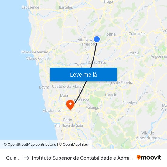 Quintão I to Instituto Superior de Contabilidade e Administração do Porto map