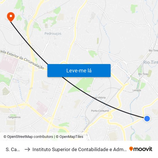 S. Caetano to Instituto Superior de Contabilidade e Administração do Porto map