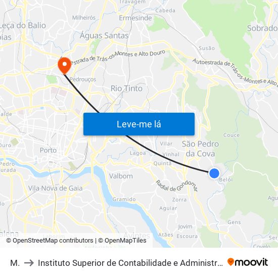 Mó to Instituto Superior de Contabilidade e Administração do Porto map