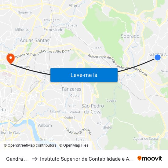 Gandra (Junta) to Instituto Superior de Contabilidade e Administração do Porto map