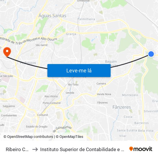 Ribeiro Cambado to Instituto Superior de Contabilidade e Administração do Porto map