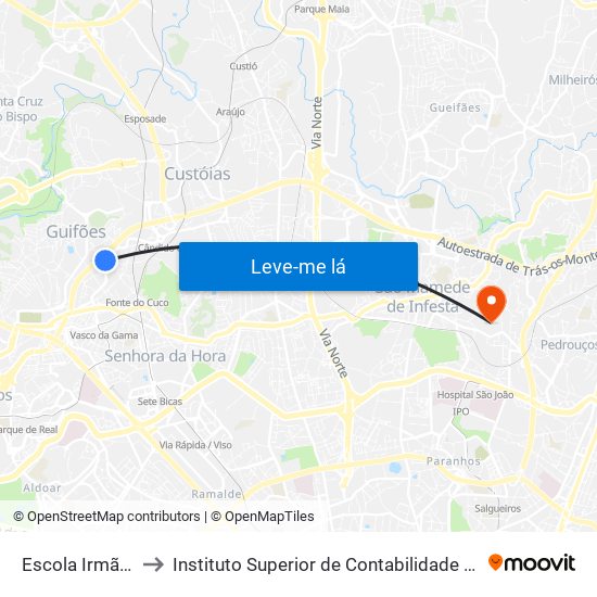 Escola Irmãos Passos to Instituto Superior de Contabilidade e Administração do Porto map