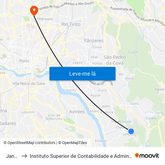 Jancido to Instituto Superior de Contabilidade e Administração do Porto map