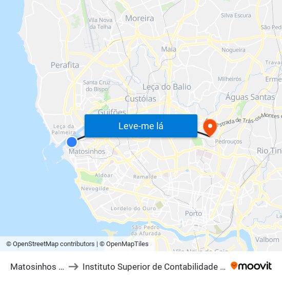 Matosinhos (Mercado) to Instituto Superior de Contabilidade e Administração do Porto map