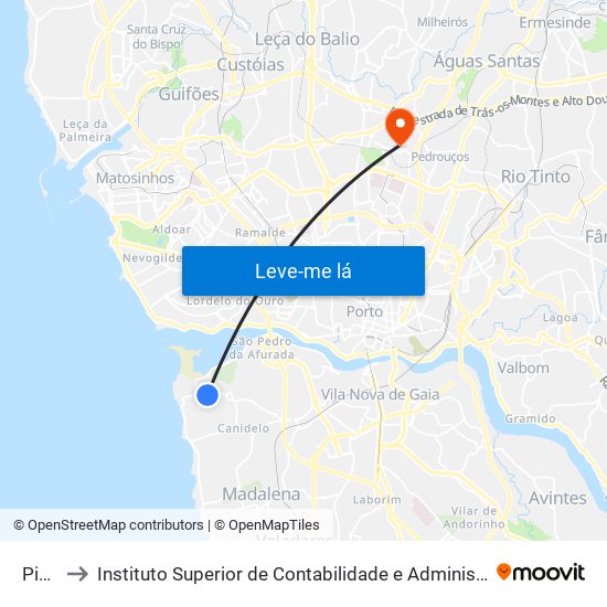 Picão to Instituto Superior de Contabilidade e Administração do Porto map