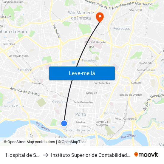 Hospital de Santo António to Instituto Superior de Contabilidade e Administração do Porto map