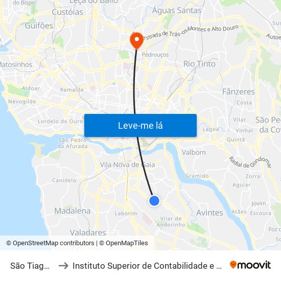 São Tiago - Arcos to Instituto Superior de Contabilidade e Administração do Porto map