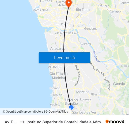 Av. Portela to Instituto Superior de Contabilidade e Administração do Porto map