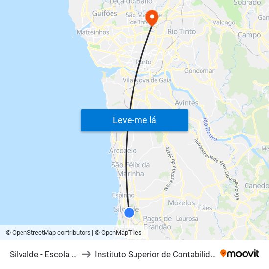 Silvalde - Escola Domingos Capela to Instituto Superior de Contabilidade e Administração do Porto map