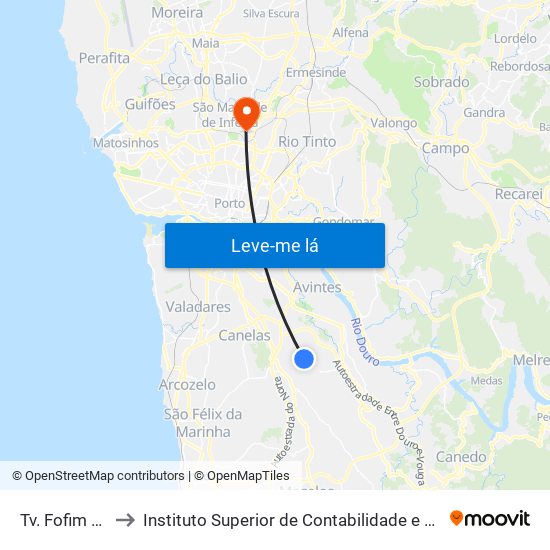 Tv. Fofim d'Aquém to Instituto Superior de Contabilidade e Administração do Porto map