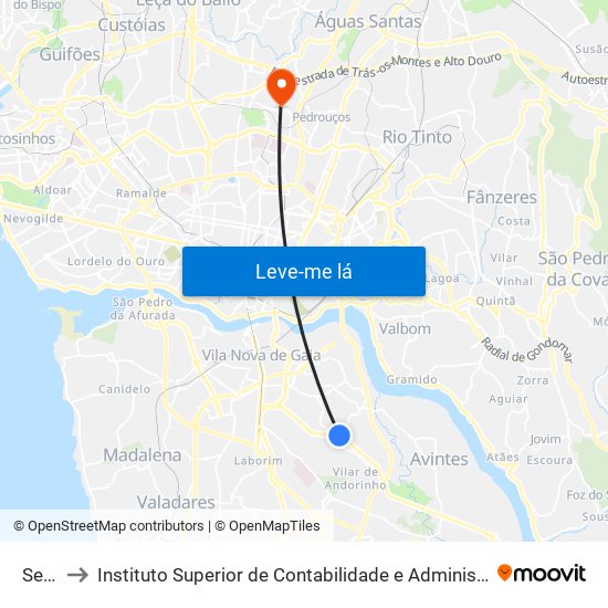 Seara to Instituto Superior de Contabilidade e Administração do Porto map