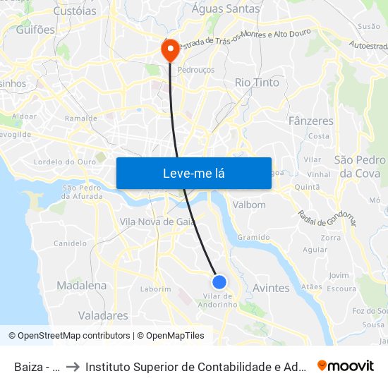 Baiza - Mariz to Instituto Superior de Contabilidade e Administração do Porto map