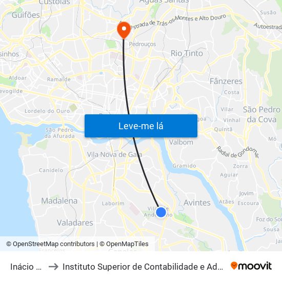 Inácio Sousa to Instituto Superior de Contabilidade e Administração do Porto map