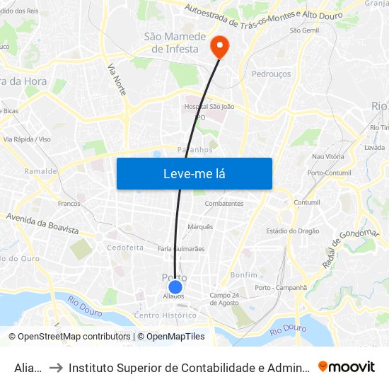 Aliados to Instituto Superior de Contabilidade e Administração do Porto map