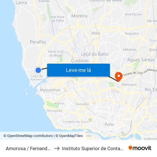 Amorosa / Fernando Aroso (Supermercado) to Instituto Superior de Contabilidade e Administração do Porto map