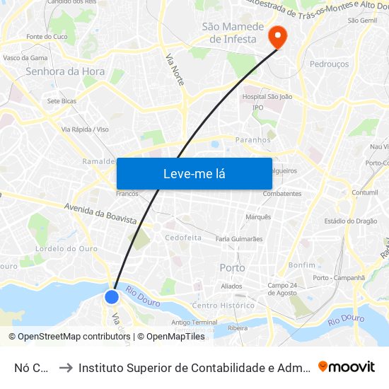 Nó Candal to Instituto Superior de Contabilidade e Administração do Porto map
