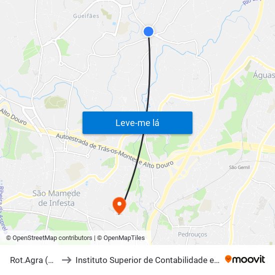 Rot.Agra (Milheirós) to Instituto Superior de Contabilidade e Administração do Porto map