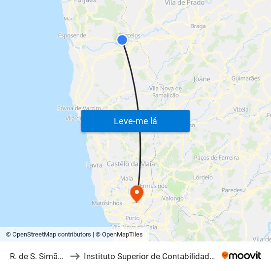 R. de S. Simão II (Viaduto) to Instituto Superior de Contabilidade e Administração do Porto map