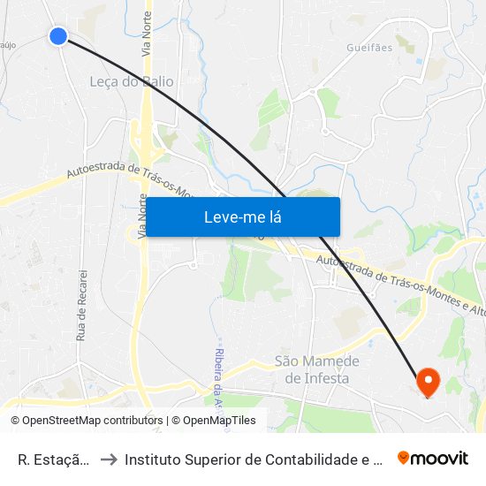 R. Estação Araújo to Instituto Superior de Contabilidade e Administração do Porto map