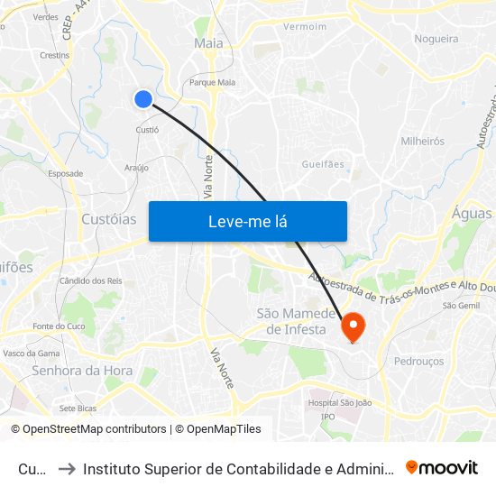 Custió to Instituto Superior de Contabilidade e Administração do Porto map