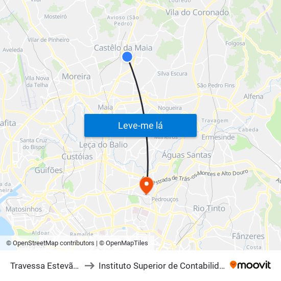 Travessa Estevão de Oliveira Maia to Instituto Superior de Contabilidade e Administração do Porto map