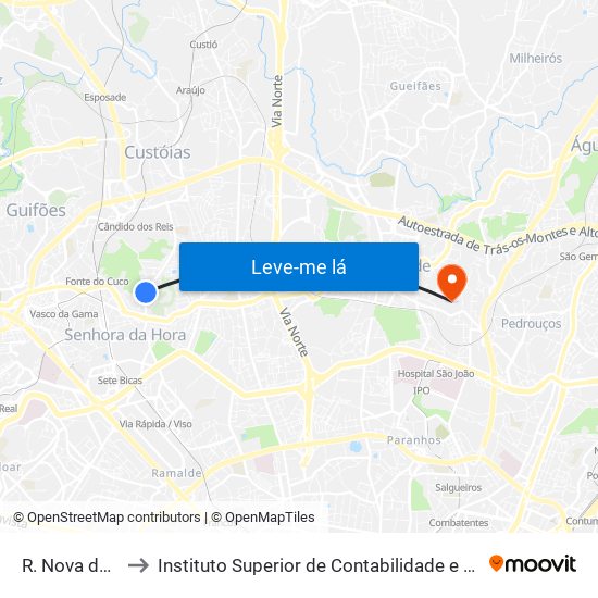 R. Nova de S. Gens to Instituto Superior de Contabilidade e Administração do Porto map
