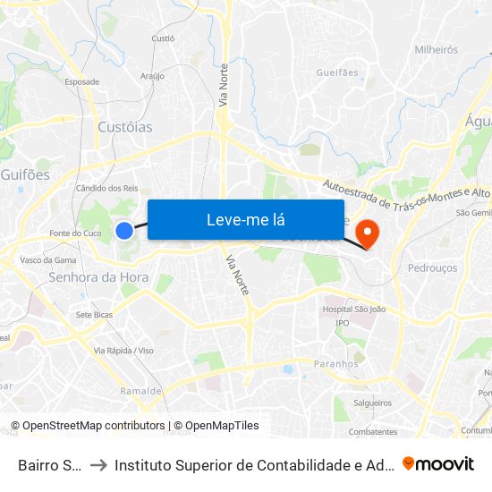 Bairro S. Gens to Instituto Superior de Contabilidade e Administração do Porto map