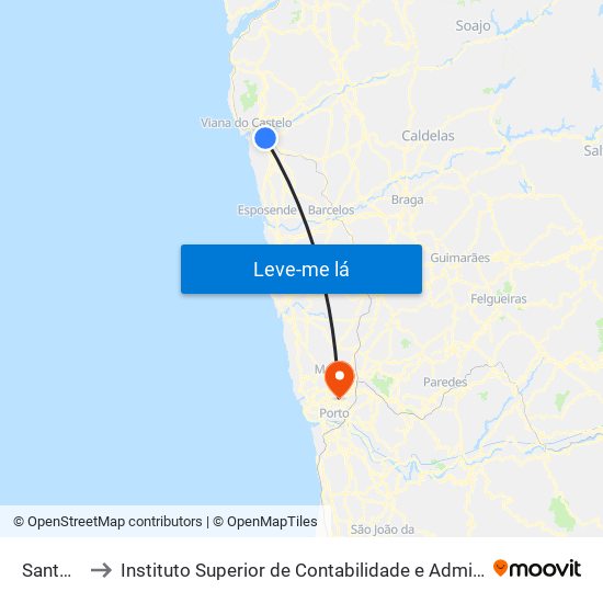 Santoinho to Instituto Superior de Contabilidade e Administração do Porto map