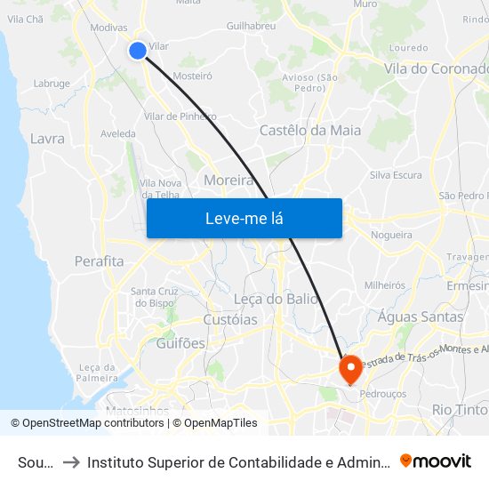 Soutelo to Instituto Superior de Contabilidade e Administração do Porto map