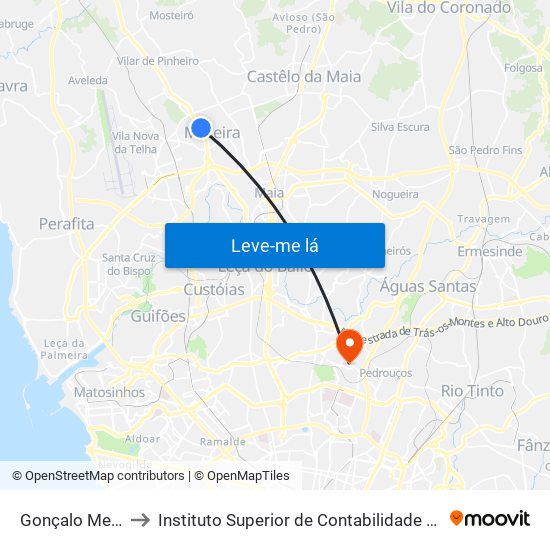 Gonçalo Mendes Maia to Instituto Superior de Contabilidade e Administração do Porto map