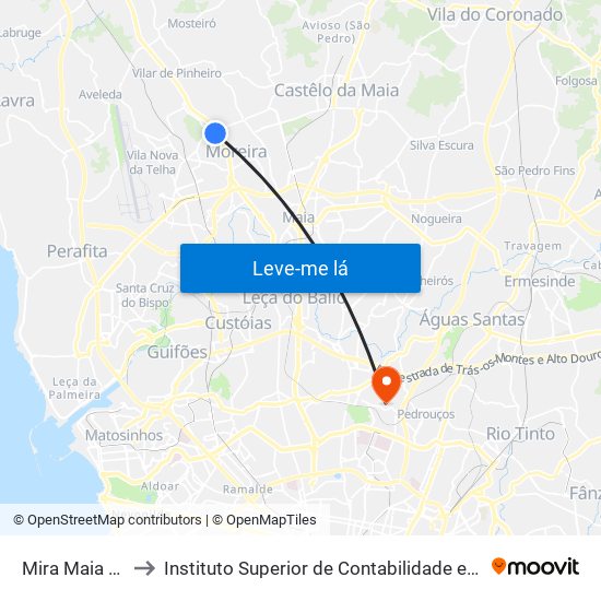 Mira Maia Shopping to Instituto Superior de Contabilidade e Administração do Porto map