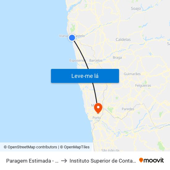 Paragem Estimada - Avenida Conde Carreira, 16 to Instituto Superior de Contabilidade e Administração do Porto map