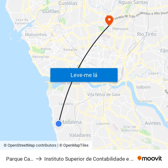 Parque Campismo to Instituto Superior de Contabilidade e Administração do Porto map