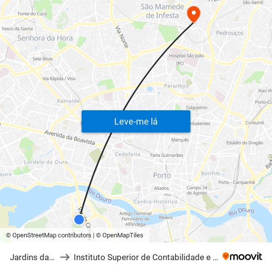 Jardins da Arrábida to Instituto Superior de Contabilidade e Administração do Porto map