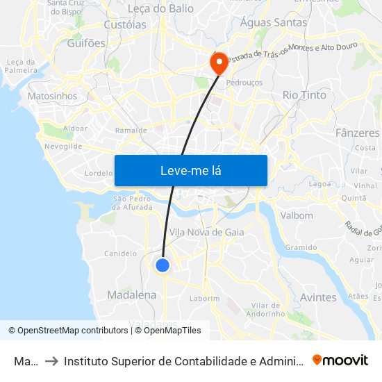 Makro to Instituto Superior de Contabilidade e Administração do Porto map