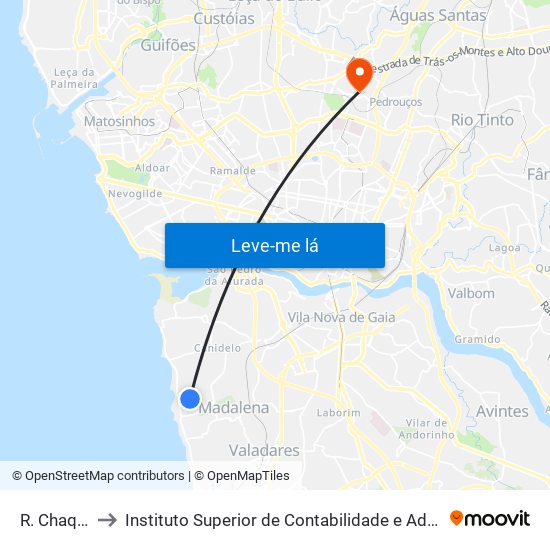 R. Chaquedas to Instituto Superior de Contabilidade e Administração do Porto map
